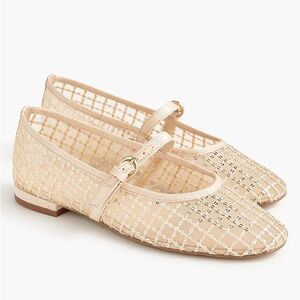 NEW J.Crew Gold Sequin Mary Jane Flats